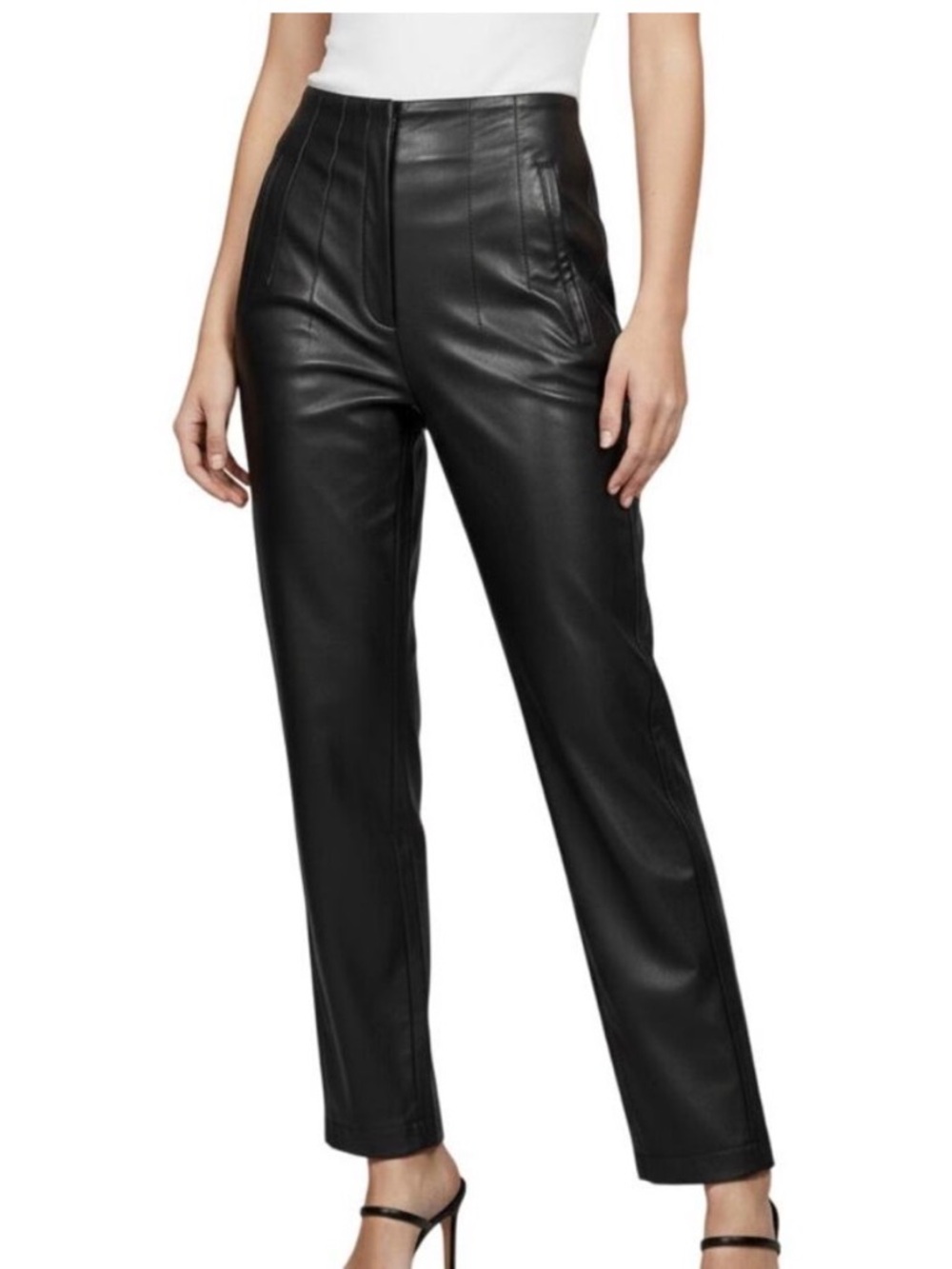 Laundry by Shelli Segal Faux Leather High-Rise Straight Leg Pants - Black